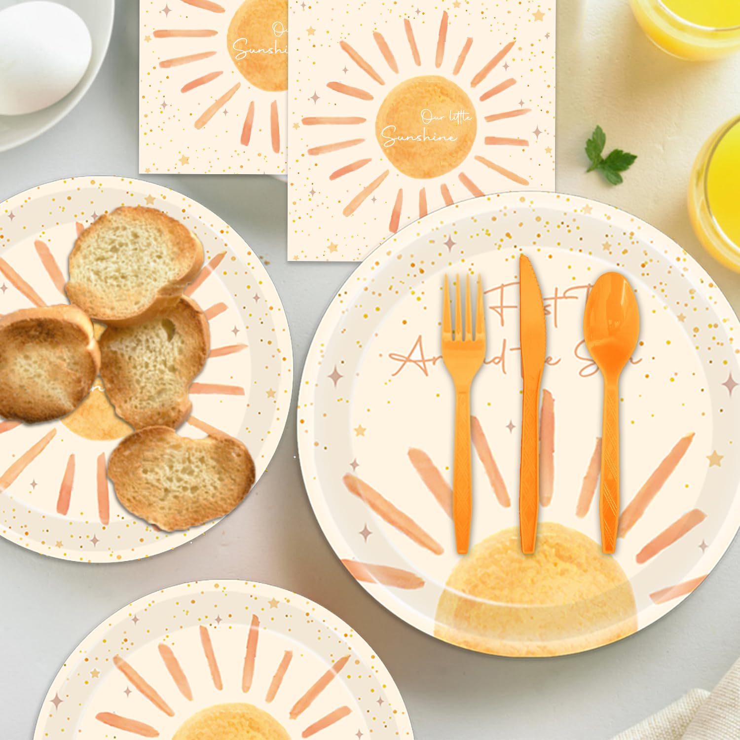 168Pcs Boho First Trip Around The Sun Birthday Decorations- Boho Party Set with Bohemian Hippie Sunshine Theme Party Tableware Decorations Including Plates,Cups,Napkins,Baby Shower Party for 24 Guests