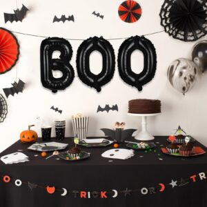 Halloween BOO Foil Balloons, Black Boo Balloon Banner Set for Halloween Party, 16 Inch Boo Mylar Foil Letters Balloons Bunting Kit for Horror Spooky Theme Halloween Night Party Decorations Supplies