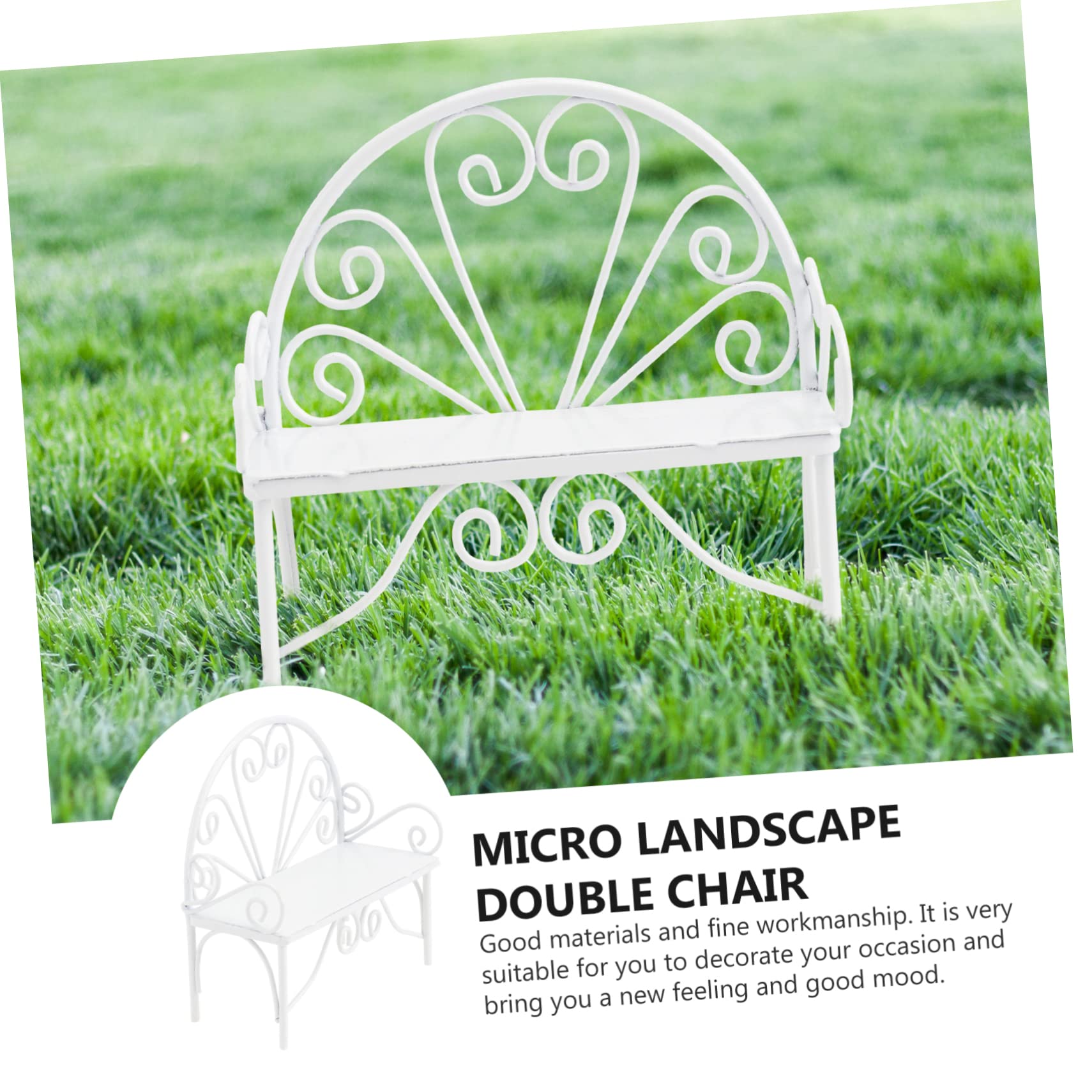 HOOTNEE 1pc Micro Landscape Double Chair Metal Decor Flower Pot Decorations Plant Decorations Garden Supplies Mini Bench Chair Mini Garden Bench Wrought Iron White Bench Adornment Metal