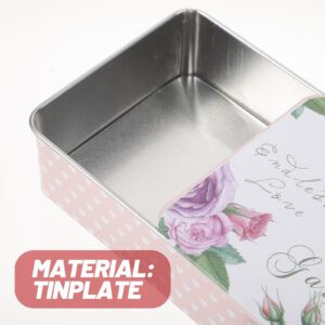 Gadpiparty Tinplate Rectangular Empty Tins Box: Small Floral Containers with Lid Small Metal Portable Storage Box - Home Organizer for Jewelry Storage Case Tinplate