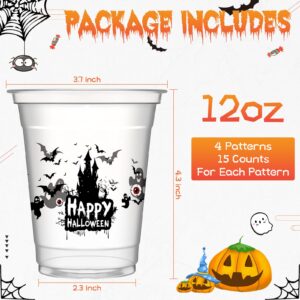 Halloween Party Cups Happy Halloween Disposable Clear Plastic Cups Printed Party Cups for Party Decoration Trick or Treat Supplies Drinkware Beer Beverage Ice Cream Snacks, 12 oz (40 Count)