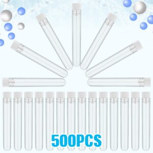 Xuhal 500 Pcs Test Tubes 10 ml Clear Plastic Test Tubes with Caps 16 x 100 mm Small Propagation Tubes for Scientific Experiments Plant Propagation Powder Spices Candy Storage