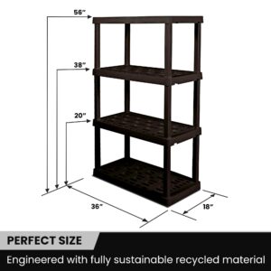 Oskar 4 Tier Plastic Shelf, Garage Shelving Unit, Rack and Storage Shelves - Ideal for Storage Shed, and Shelf Organizer - Perfect for Garage Storage and Shelving Solutions, Black