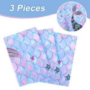 YiePhiot 3 Pcs Baby Shower Tablecloth，Baby Shower Round Tablecloth，Mermaid Party Decoration Table Covers，Plastic Table Cover for Baby Shower Party Compatible for a 70inch Round Table