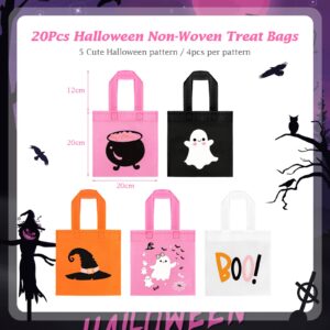 20Pcs Pink Girl Halloween Treats Bags Party Favor, Cute Ghost Wizard Hat Witch Cauldron NonWoven Halloween Candy Bag Gift Goodies Tote for Little Boo Baby Shower Halloween Happy Boo Day Party Supplies