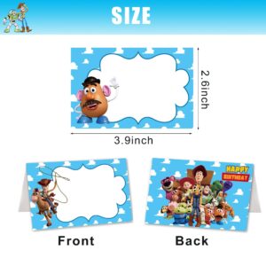 16 Pcs Cartoon Story Food Labels Signs Cartoon Story Theme Food Cards Cute Decor for Birthday Party Baby Showers Tables Centerpiece