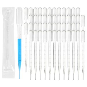 pekybio sterile pasteur pipettes 3ml disposable plastic transfer pipette dropper 100pcs graduated calibrated lab pipettes, low density polyethylene (ldpe), individual peel-pack, vol. 7ml, 155mm long