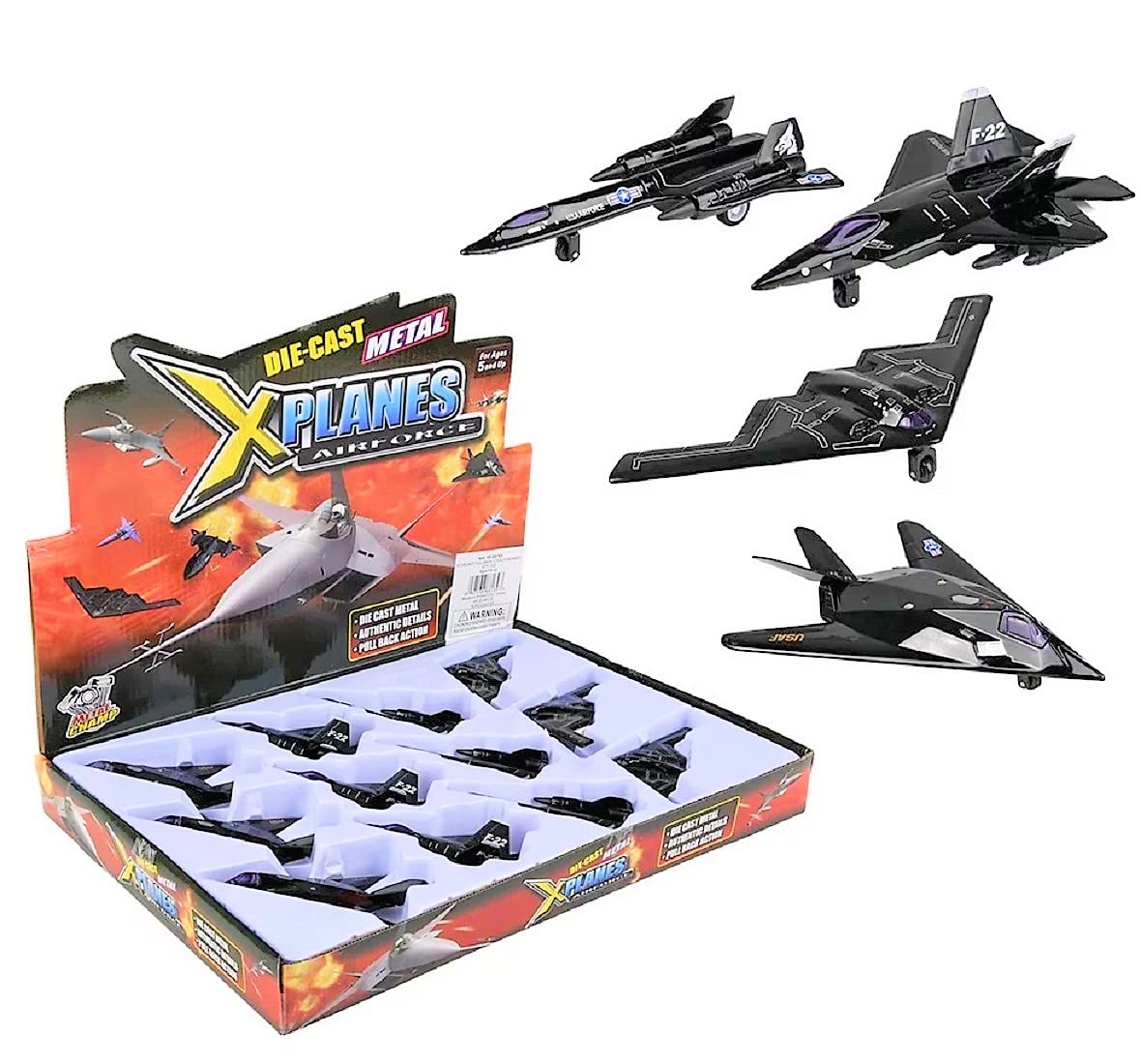 Zugar Land Die-Cast Pullback Stealth Bomber Models (4.25"-5.25") SR-71 Blackbird, F-22 Raptor, F-117 Nighthawk, B2 Bomber (SR-71 Blackbird)