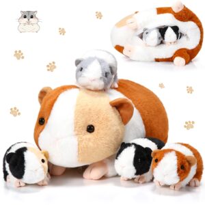 jenaai 5 pcs christmas plush guinea pig stuffed animals 16 inch mama guinea pig with 4 cute plushie babies soft guinea pig plush pillow gift for boys girls birthday christmas