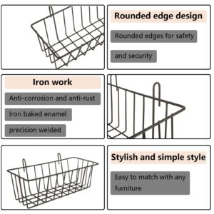 Oungy 10 PCS Wire Baskets Wall Grid Panel Hanging Wire Basket Hanging Wall Baskets No Drilling Wall Hanging Baskets Grid Wall Storage Basket for Kitchen Bathroom Home Decor Supplies, Black