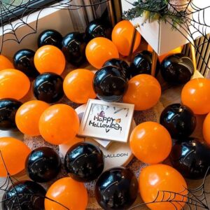 200 Pcs Black Orange Balloons 5 Inch Orange and Black Latex Small Balloon Garland Arch Kit for Baby Shower Birthday Bridal Shower Wedding Anniversary Halloween Party Decorations