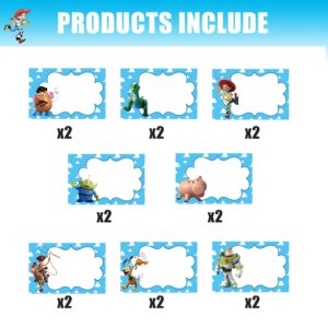 16 Pcs Cartoon Story Food Labels Signs Cartoon Story Theme Food Cards Cute Decor for Birthday Party Baby Showers Tables Centerpiece