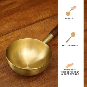 The Ultimate Arra Brass Tadka Pan with Wooden Handle