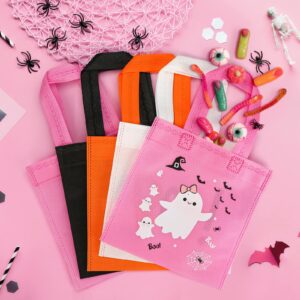 20Pcs Pink Girl Halloween Treats Bags Party Favor, Cute Ghost Wizard Hat Witch Cauldron NonWoven Halloween Candy Bag Gift Goodies Tote for Little Boo Baby Shower Halloween Happy Boo Day Party Supplies