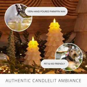 Luminara Christmas Tree Flameless Candle Glitter and Snow Finish Moving Flame Effect LED Candle, Timer, Remote Ready, Holiday Decoration (4.7" x 6.5", White Swan)