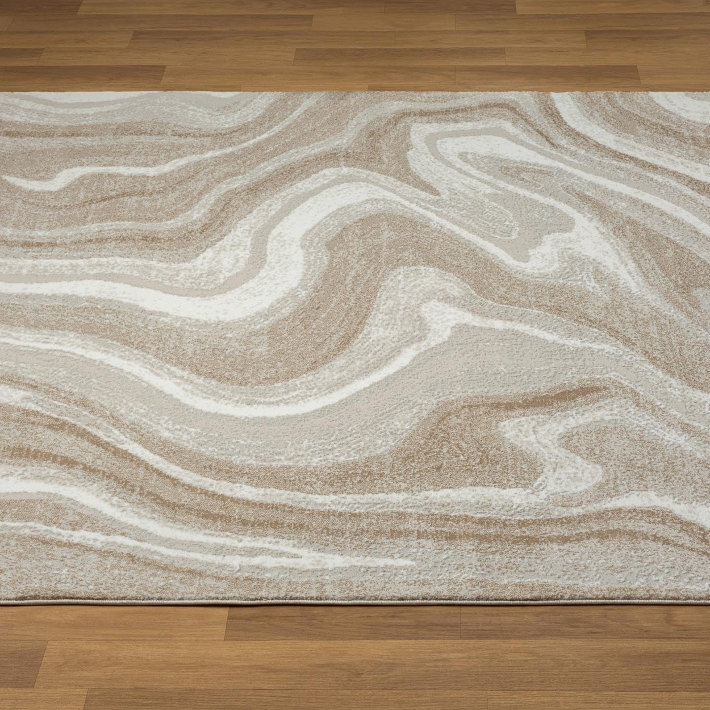 LUXE WEAVERS Marble Patterned Abstract Swirl Gold 5x7 Area Rug