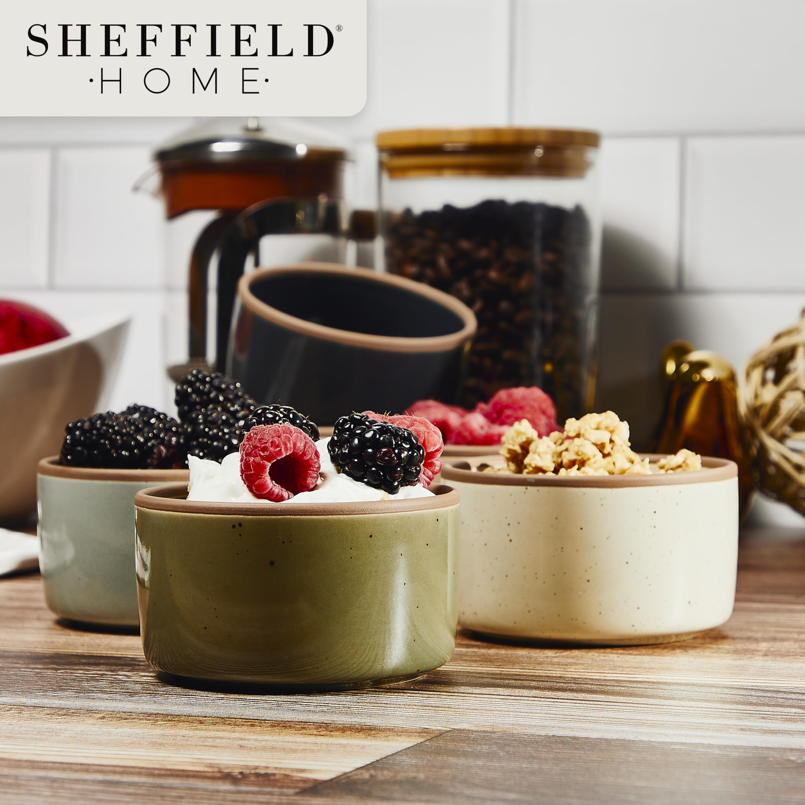 Sheffield Home Baking Dish Set - 6-Piece Bundle, Includes 8oz Dishes, Dishwasher and Microwave Safe, Enhance Your Culinary Creations with Style and Convenience, Assorted Neutrals