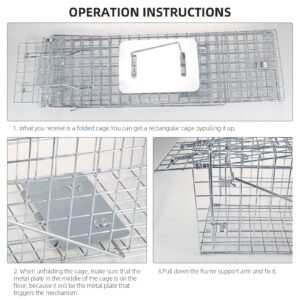 Jahy2Tech Collapsible Cat Trap 26"x10"x9" Steel Humane Live Animal Trap for Rabbits, Stray Cat, Squirrel, Raccoon, Opossum, Gopher, Chicken