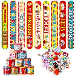 junkin 90 pcs carnival party favor supplies carnival slap bracelets carnival stickers carnival circus party favors circus clown animal slap bracelets circus stickers for birthday baby shower decor