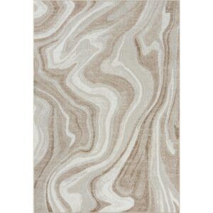 LUXE WEAVERS Marble Patterned Abstract Swirl Gold 5x7 Area Rug