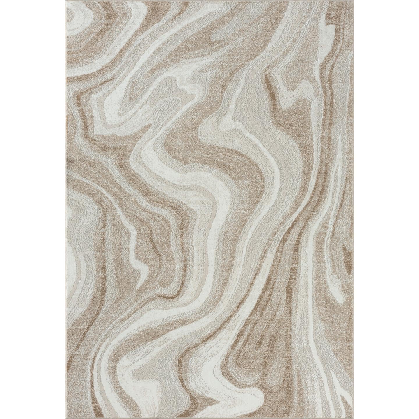 LUXE WEAVERS Marble Patterned Abstract Swirl Gold 5x7 Area Rug