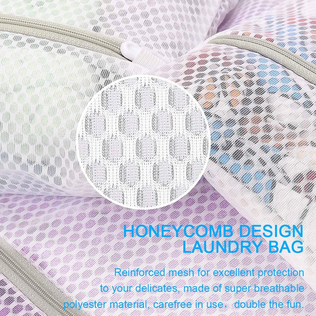 Kmchilj 3Pcs Durable Honeycomb Mesh Laundry Bags,Reusable Washing Machine Wash Bags for Delicates 12 x 16 Inches (3 Medium)