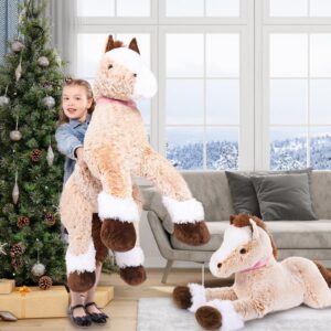 MaoGoLan Large Horse Plush Stuffed Animal, Big Horse Pillow Plush Toy, Ridable Huge Stuffed Pony, Giant Horse Plush Pillow for Kids 47 inches