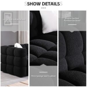 Modern Bubble Sofa Couch, Cloud Couch with 2 Pillows, Bouclé Fabric Comfy Loveseat Sofa, Decor Furniture for Small Spaces Living Room Bedroom Office Apartment,Black