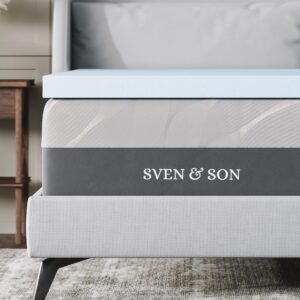 sven & son memory foam mattress topper, luxury cool gel infused, 2 inch medium soft - split king