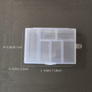 LanttAotte Mini 6 Grids 2-PACK Plastic Organizer Box Storage Container for Jewelry Fishing Tackles Earring Nail Rhinestones Beads Art DIY Crafts Organizer Clear