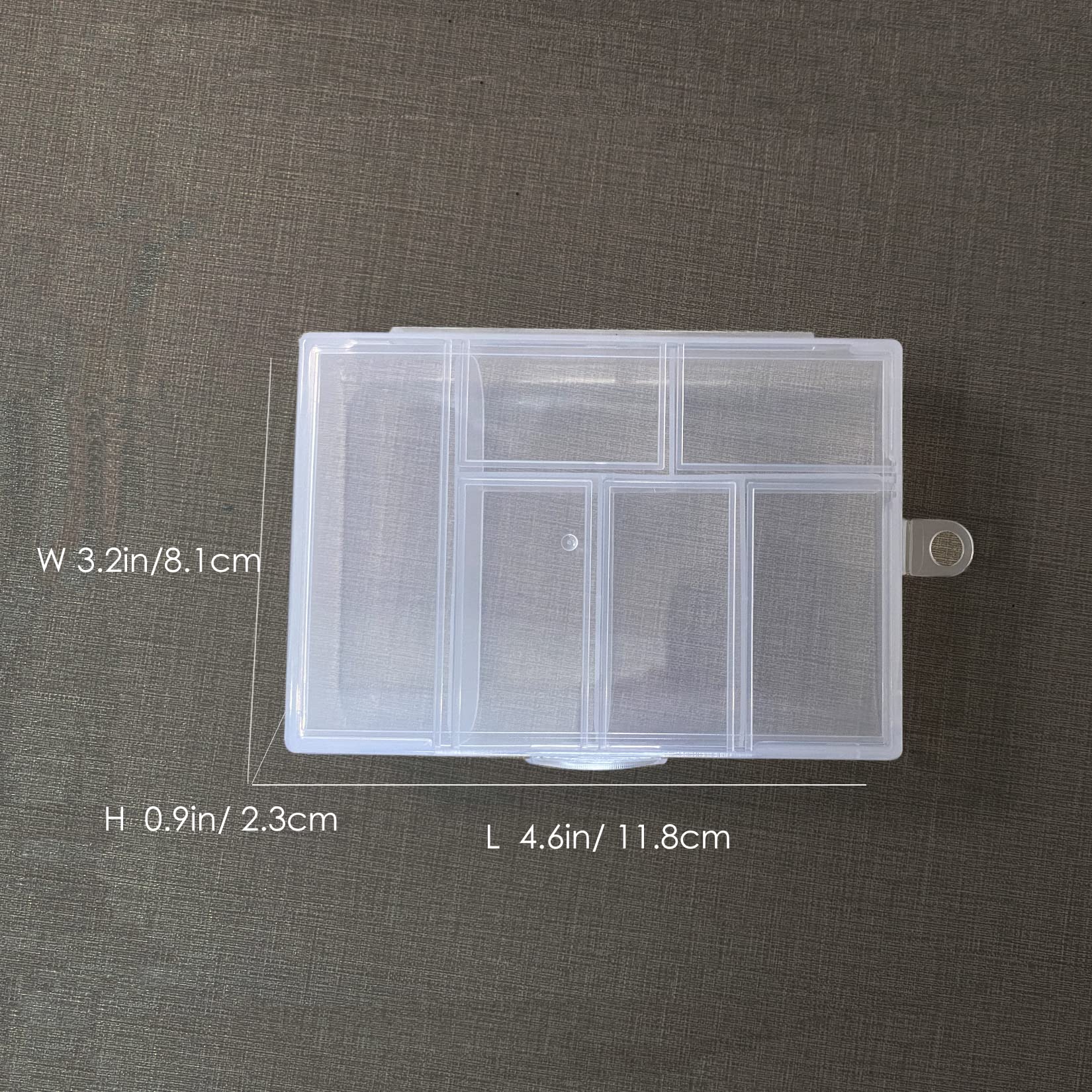 LanttAotte Mini 6 Grids 2-PACK Plastic Organizer Box Storage Container for Jewelry Fishing Tackles Earring Nail Rhinestones Beads Art DIY Crafts Organizer Clear