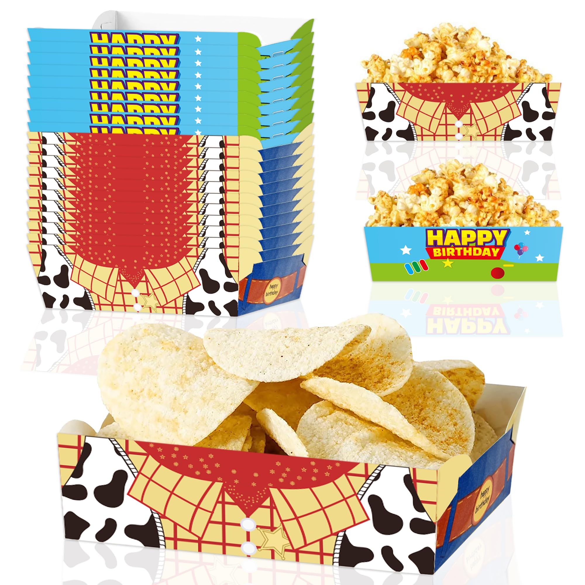 Cartoon Story Disposable Paper Food Trays 24pcs Two Infinity and Beyond Birthday Decorations Nacho Trays For Toy Theme Birthday Decoration Baby Shower Party Supplies