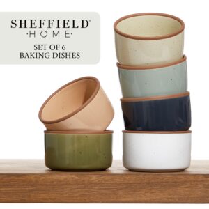 Sheffield Home Baking Dish Set - 6-Piece Bundle, Includes 8oz Dishes, Dishwasher and Microwave Safe, Enhance Your Culinary Creations with Style and Convenience, Assorted Neutrals