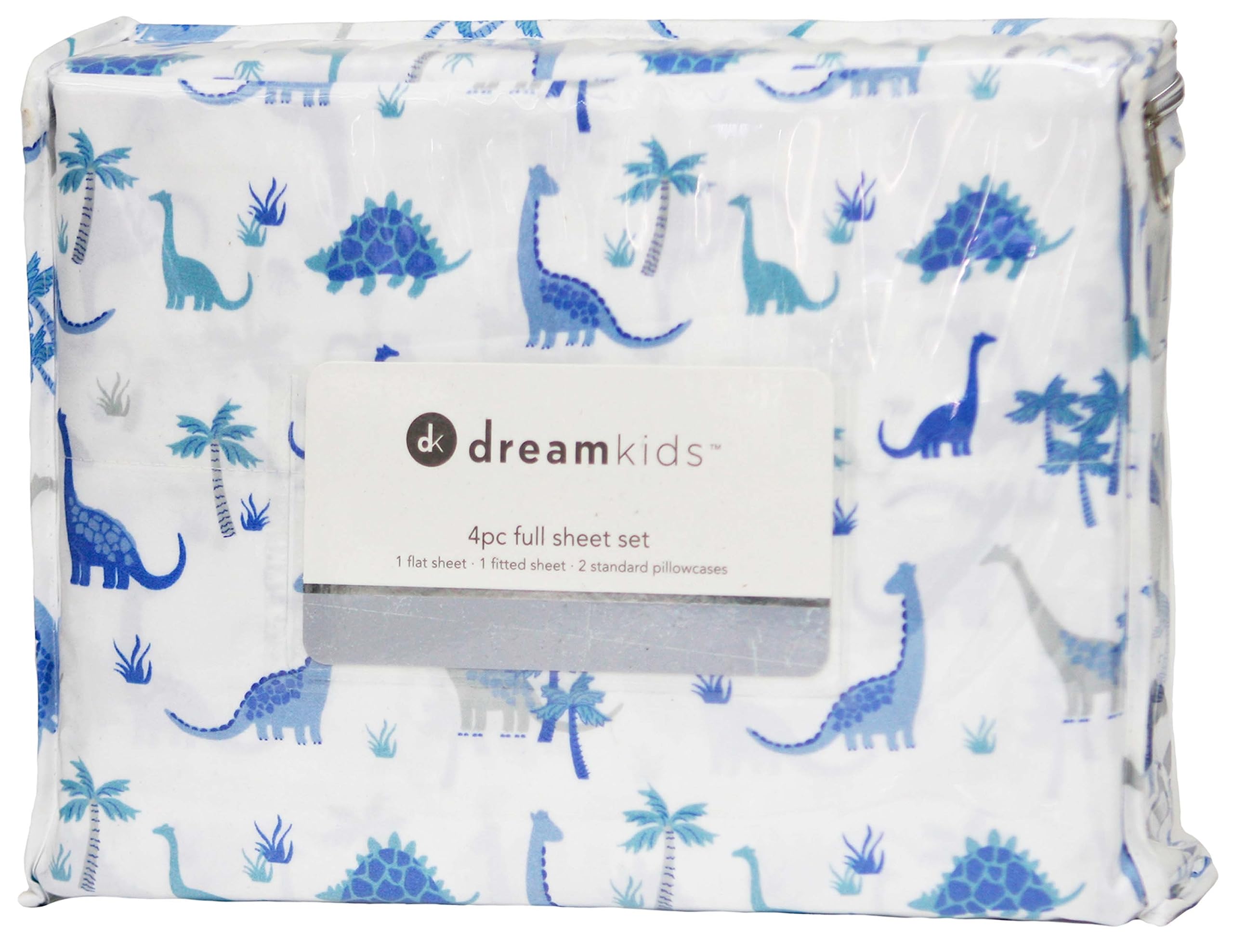 LITTLE CELEBRITY Full Sheet Set | Kids Sheet & Pillowcase Sets | Full Sheets for Boys Girls, Fitted Sheet, Top Sheet, 2 Pillowcases | Full Sheets Set | Full Bed Sheets | Bed Sheets Full (Dino Jungle)