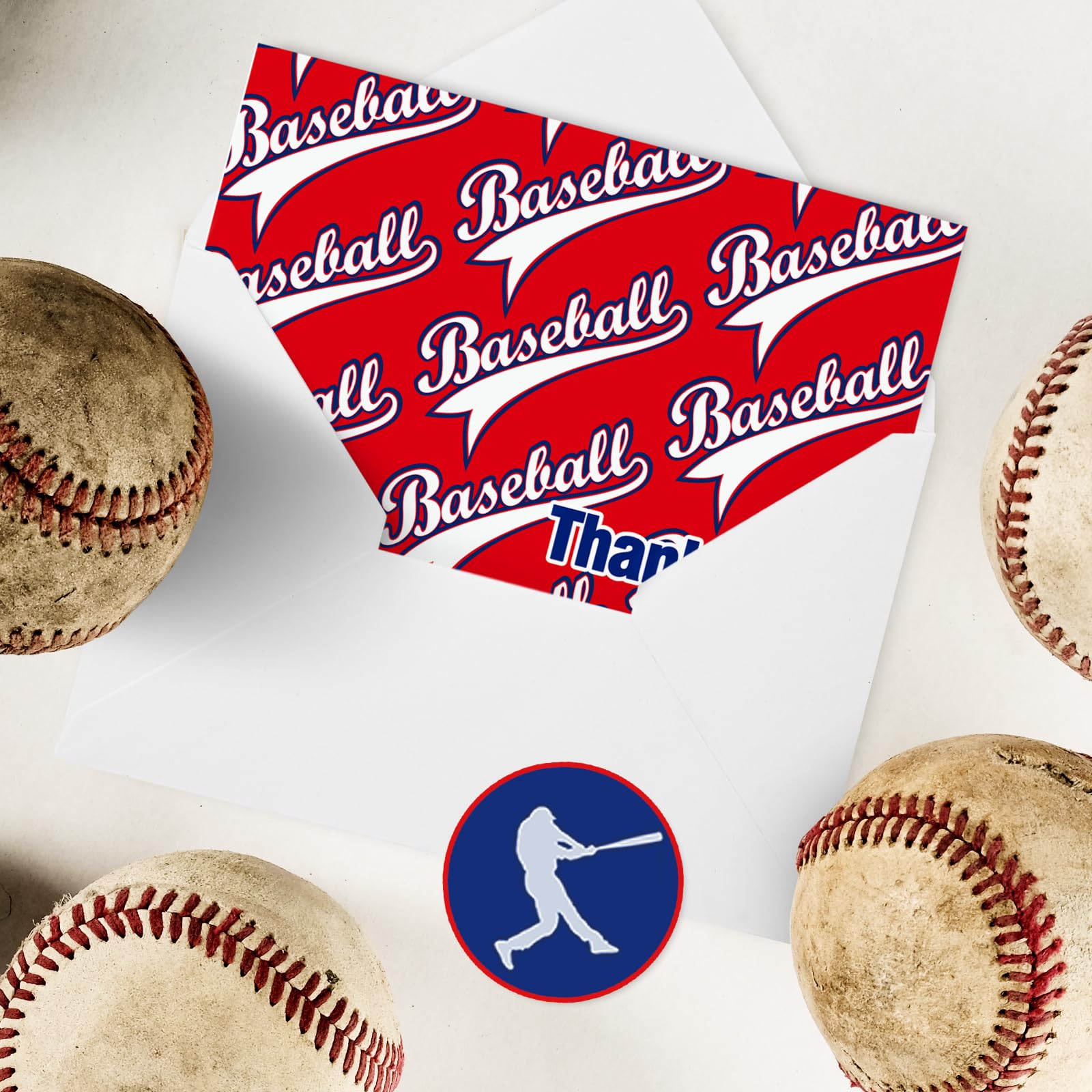 AnyDesign 36 Pack Baseball Thank You Cards with Envelopes Stickers 6 Design Red Blue Sports Thank You Note Cards Baseball Blank Cards for Birthday Baseball Season Games Supplies, 4 x 6 Inch