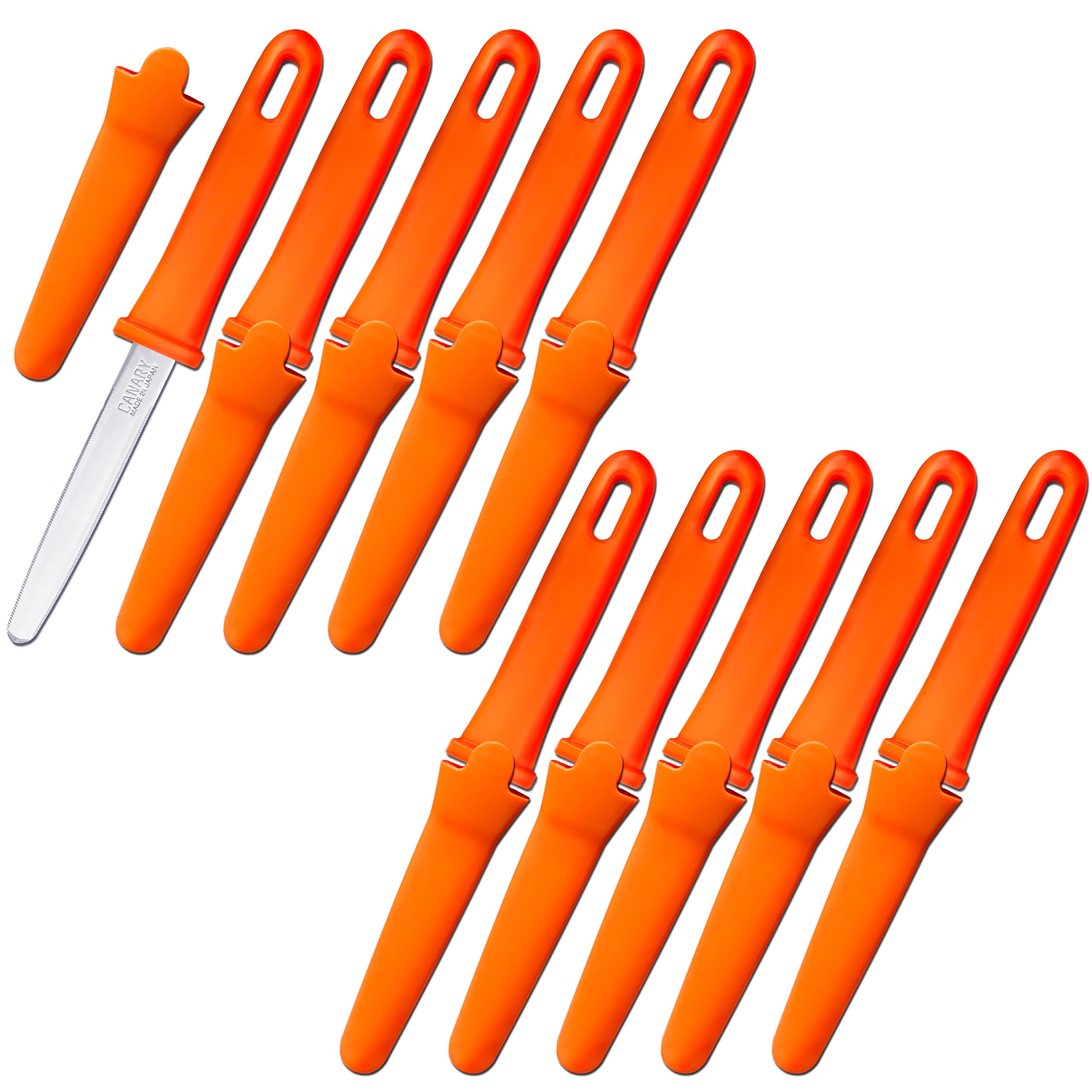 CANARY Corrugated Cardboard Cutter with Sheath 7.5", Safety Box Cutter Package Opener Tool, Made in JAPAN, Orange (Industrial Bulk Pack 10 pcs)