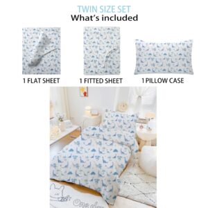 LITTLE CELEBRITY Twin Sheet Set | Kids Sheet & Pillowcase Sets | Twin Sheets for Boys Girls, Fitted Sheet, Top Sheet, Pillowcase | Twin Sheets Set | Twin Bed Sheets | Bed Sheets Twin (Dino Jungle)