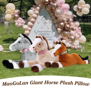 MaoGoLan Large Horse Plush Stuffed Animal, Big Horse Pillow Plush Toy, Ridable Huge Stuffed Pony, Giant Horse Plush Pillow for Kids 47 inches