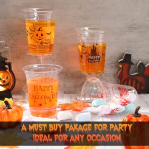 Halloween Party Cups Happy Halloween Disposable Clear Plastic Cups Printed Party Cups for Party Decoration Trick or Treat Supplies Drinkware Beer Beverage Ice Cream Snacks, 12 oz (40 Count)