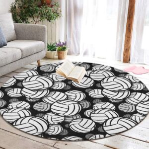 Modern Area Rugs for Home Bedroom Kitchen Living Room Decoration, Soft and Washable Non-Slip Flannel Carpet with Non Slip Backing Protection, Compatible with Black and White Volleyball Ball