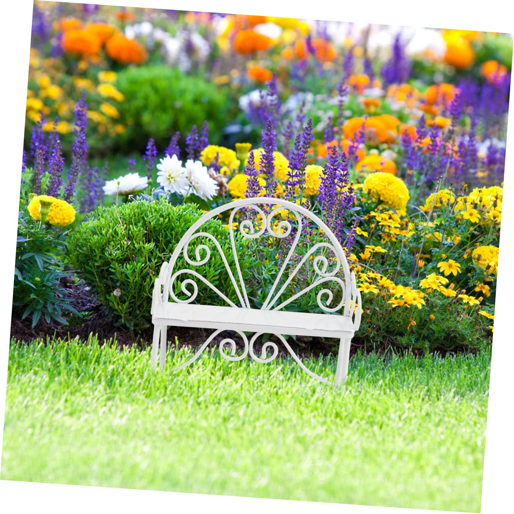 HOOTNEE 1pc Micro Landscape Double Chair Metal Decor Flower Pot Decorations Plant Decorations Garden Supplies Mini Bench Chair Mini Garden Bench Wrought Iron White Bench Adornment Metal