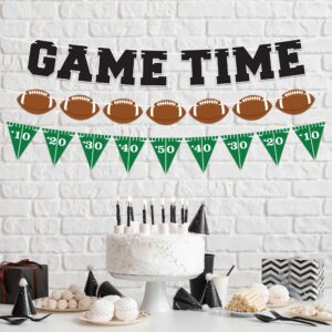 Pre-Strung Game Time Football Banner - No DIY - Football Party Banner - Pre-Strung Garland on 8 ft Strands - Football Birthday Party Decorations. Sports Fantasy Football Party. Did we mention no DIY?