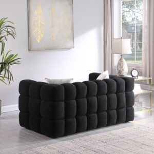 Modern Bubble Sofa Couch, Cloud Couch with 2 Pillows, Bouclé Fabric Comfy Loveseat Sofa, Decor Furniture for Small Spaces Living Room Bedroom Office Apartment,Black