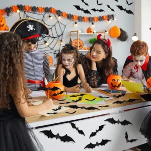 ZYFLSQ 120 Pcs Bats Wall Decor Halloween Decorations, 3D Bat Stickers for Home Decor 4 Size Scary Black Spooky Bats Party Supplies