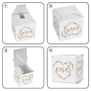 AWSICE Classic Heart Elegant Card Box – 1 Set Hot Stamping Card Receiving Box for Gift Envelope Money – Wedding Bridal Baby Shower Birthday Graduation Party Supplies Decorations (8"*8"*8", Gold)-A19