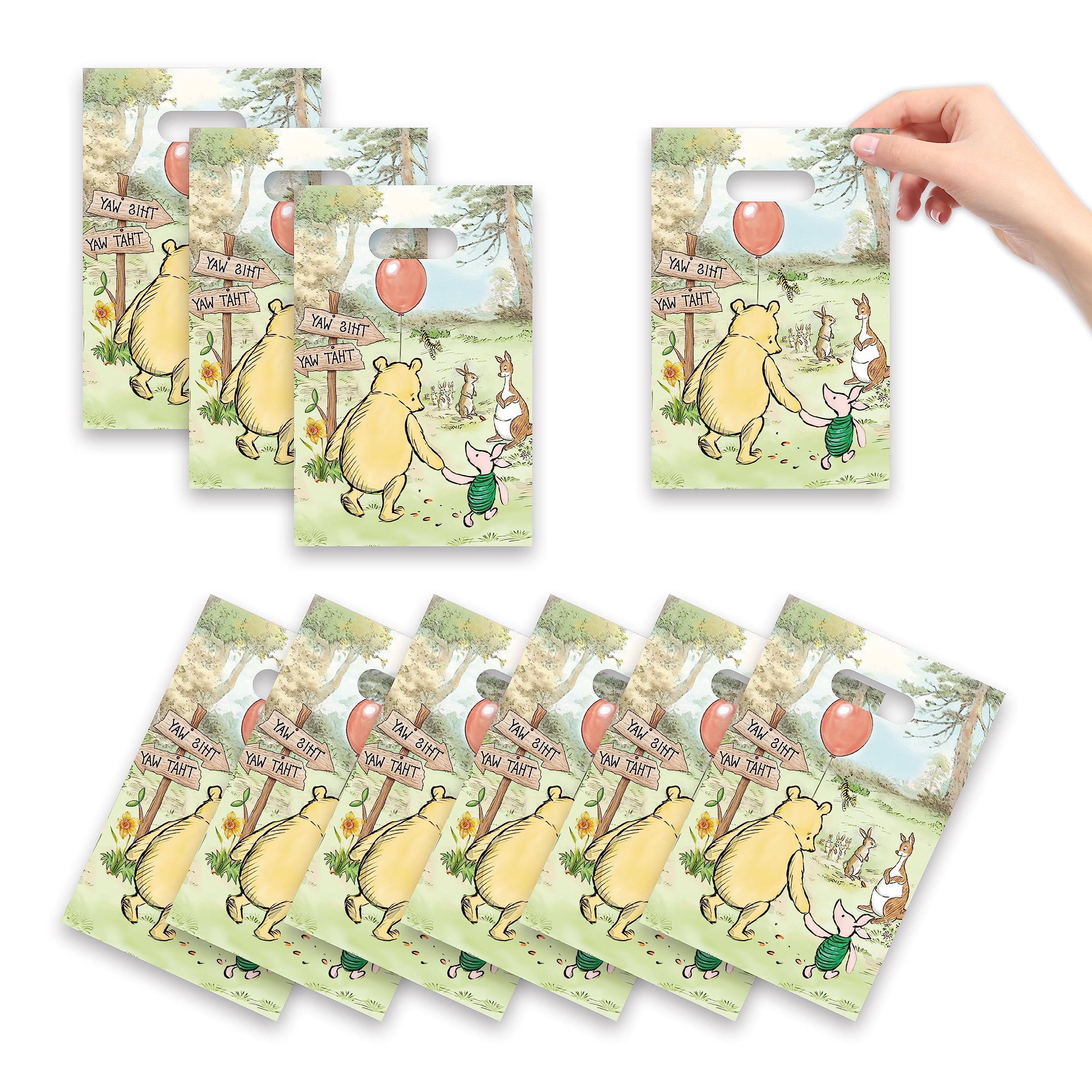 Omto 30Pcs Pooh Party Gift Bags,Pooh Bear Gooddie Bags Party Decoration Gift Bags Pooh Bear Birthday Party Decorations