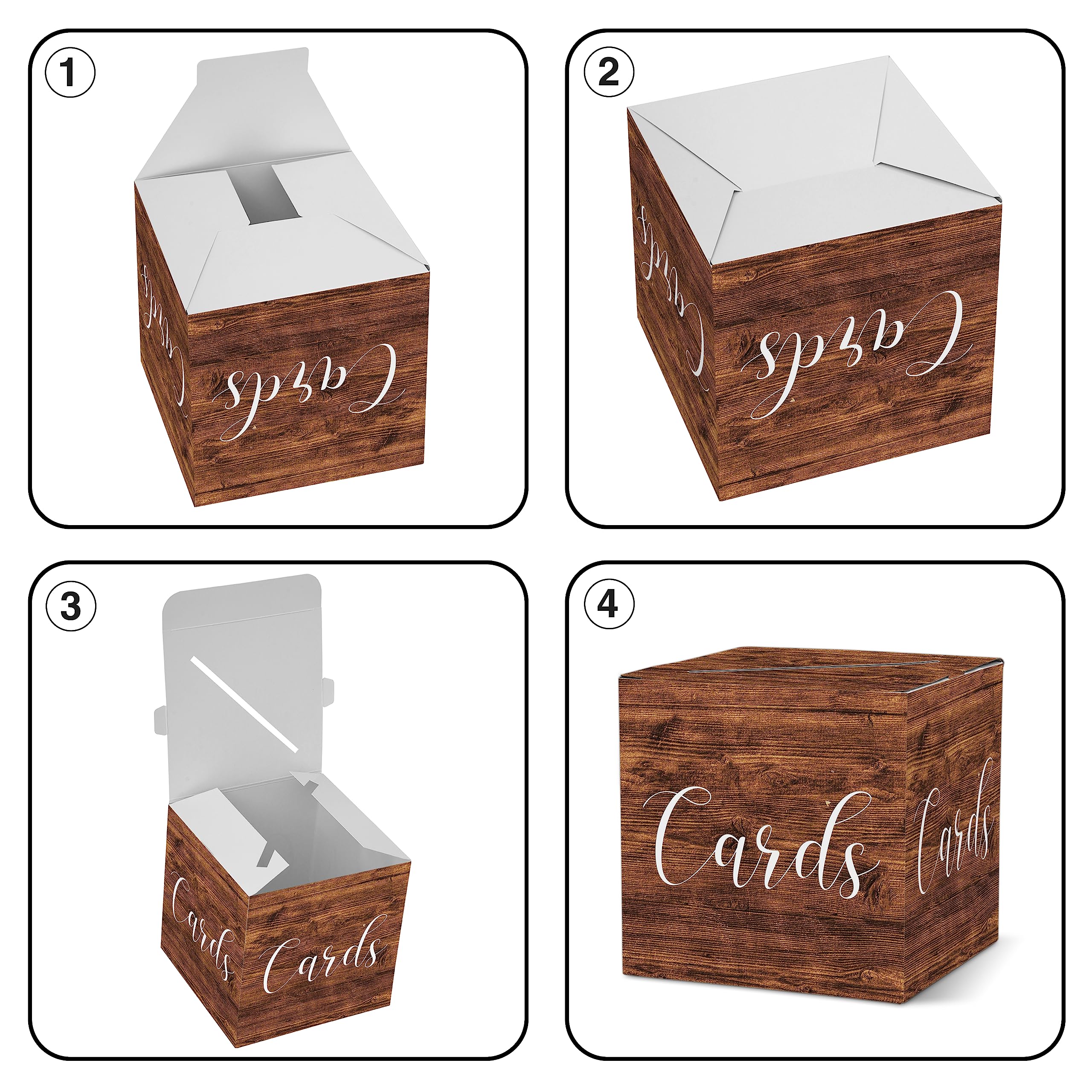 AWSICE Wood Pattern Card Box – 1 Set Card Receiving Box for Gift Envelope Money – Wedding Bridal Baby Shower Birthday Graduation Party Supplies Decorations (8"*8"*8")-A24