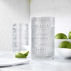 Glaver's Hobnail Drinking Glasses, Set of 4 Clear Vintage Beaded Glass Cups, 15 Oz. Cocktail Drinking Glassware Set, For Water Juice, Smoothies. Home, Dinner, Bar uses.