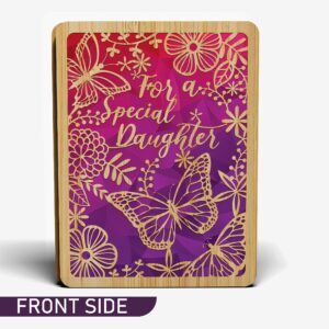 Daughter Birthday Card - | Made From Real Bamboo | 6" X 4.5" - 1 Pack (With Envelope) | Laser Cut, Butterfly Themed Birthday Card For Daughter or Step-Daughter | ( Birthday Card Daughter )