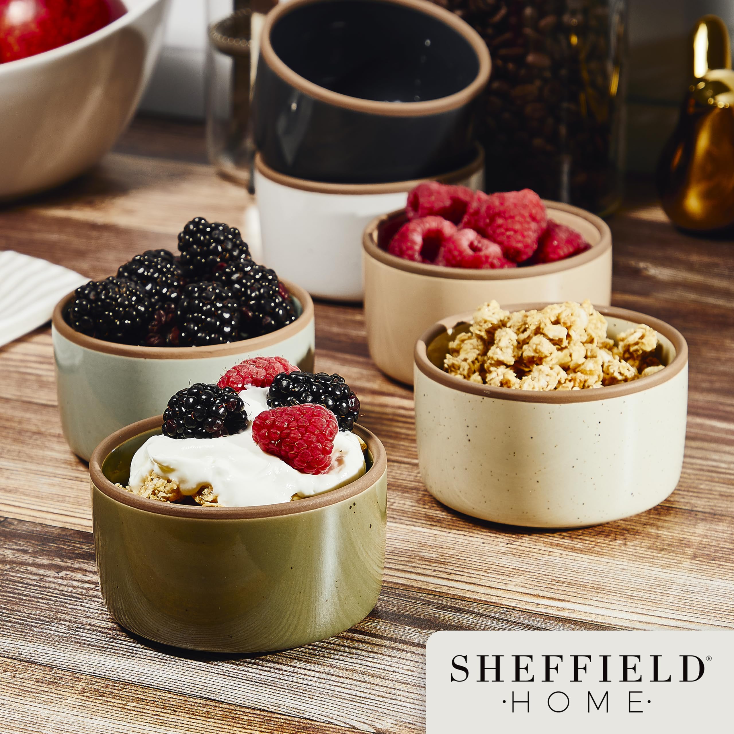 Sheffield Home Baking Dish Set - 6-Piece Bundle, Includes 8oz Dishes, Dishwasher and Microwave Safe, Enhance Your Culinary Creations with Style and Convenience, Assorted Neutrals